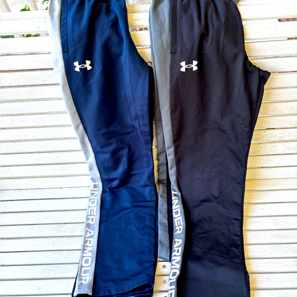 Boys Under Armour joggers pants Medium M blue black UA athletic - Picture 1 of 3